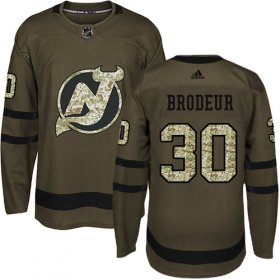 Wholesale Cheap Adidas Devils #30 Martin Brodeur Green Salute to Service Stitched Youth NHL Jersey