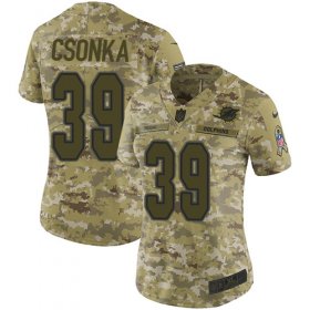 Wholesale Cheap Nike Dolphins #39 Larry Csonka Camo Women\'s Stitched NFL Limited 2018 Salute to Service Jersey