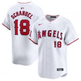 Cheap Men\'s Los Angeles Angels #18 Nolan Schanuel White Home Limited Baseball Stitched Jersey