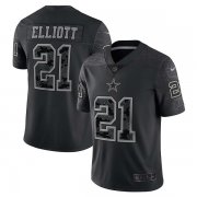 Wholesale Cheap Men's Dallas Cowboys #21 Ezekiel Elliott Black Reflective Limited Stitched Football Jersey