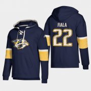 Wholesale Cheap Nashville Predators #22 Kevin Fiala Navy adidas Lace-Up Pullover Hoodie