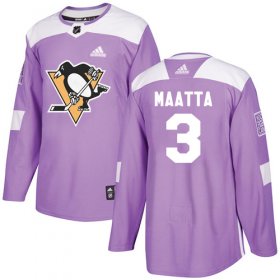 Wholesale Cheap Adidas Penguins #3 Olli Maatta Purple Authentic Fights Cancer Stitched NHL Jersey