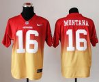 Wholesale Cheap Nike 49ers #16 Joe Montana Red/Gold Men's Stitched NFL Elite Fadeaway Fashion Jersey