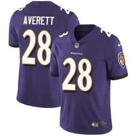 Wholesale Cheap Nike Ravens #28 Anthony Averett Purple Team Color Men\'s Stitched NFL Vapor Untouchable Limited Jersey