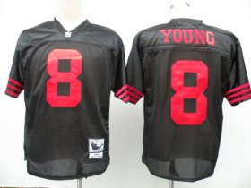 Wholesale Cheap Mitchell and Ness 49ers #8 Steve Young Black Stitched NFL Jersey