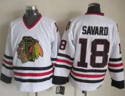 Wholesale Cheap Blackhawks #18 Denis Savard White CCM Throwback Stitched NHL Jersey