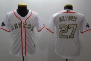 Wholesale Cheap Astros #27 Jose Altuve White 2017 World Series Champions Gold Program Cool Base Stitched Youth MLB Jersey