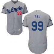 Wholesale Cheap Dodgers #99 Hyun-Jin Ryu Grey Flexbase Authentic Collection 2018 World Series Stitched MLB Jersey