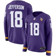 Wholesale Cheap Nike Vikings #18 Justin Jefferson Purple Team Color Women's Stitched NFL Limited Therma Long Sleeve Jersey