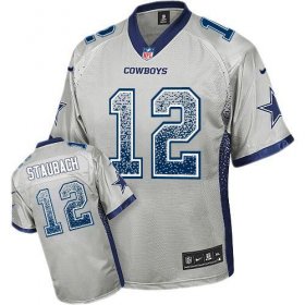 Wholesale Cheap Nike Cowboys #12 Roger Staubach Grey Men\'s Stitched NFL Elite Drift Fashion Jersey
