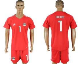 Wholesale Cheap Egypt #1 Hadari Red Goalkeeper Soccer Country Jersey