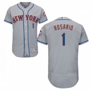 Wholesale Cheap Men's New York Mets #1 Amed Rosario Authentic Majestic Flex Base Road Collection Gray Jersey
