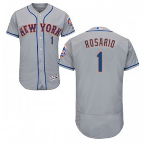 Wholesale Cheap Men\'s New York Mets #1 Amed Rosario Authentic Majestic Flex Base Road Collection Gray Jersey