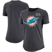 Wholesale Cheap NFL Women's Miami Dolphins Nike Anthracite Crucial Catch Tri-Blend Performance T-Shirt