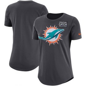 Wholesale Cheap NFL Women\'s Miami Dolphins Nike Anthracite Crucial Catch Tri-Blend Performance T-Shirt