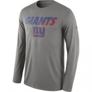 Wholesale Cheap Men's New York Giants Nike Heather Gray Legend Staff Practice Long Sleeves Performance T-Shirt