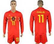 Wholesale Cheap Belgium #11 Mirallas Red Home Long Sleeves Soccer Country Jersey