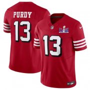 Cheap Men's San Francisco 49ers #13 Brock Purdy New Red 2024 F.U.S.E. Super Bowl LVIII Patch Vapor Untouchable Limited Football Stitched Jersey