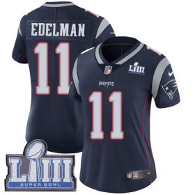 Wholesale Cheap Nike Patriots #11 Julian Edelman Navy Blue Team Color Super Bowl LIII Bound Women\'s Stitched NFL Vapor Untouchable Limited Jersey