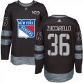 Wholesale Cheap Adidas Rangers #36 Mats Zuccarello Black 1917-2017 100th Anniversary Stitched NHL Jersey