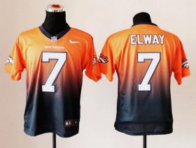 Wholesale Cheap Nike Broncos #7 John Elway Orange/Navy Blue Men\'s Stitched NFL Elite Fadeaway Fashion Jersey