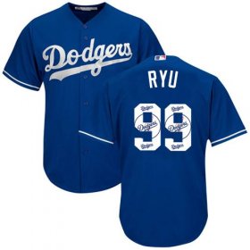 Wholesale Cheap Dodgers #99 Hyun-Jin Ryu Blue Team Logo Fashion Stitched MLB Jersey