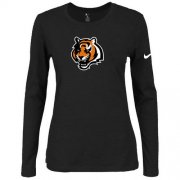Wholesale Cheap Women's Nike Cincinnati Bengals Of The City Long Sleeve Tri-Blend NFL T-Shirt Black-2