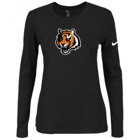 Wholesale Cheap Women\'s Nike Cincinnati Bengals Of The City Long Sleeve Tri-Blend NFL T-Shirt Black-2