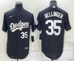 Wholesale Cheap Men's Los Angeles Dodgers #35 Cody Bellinger Number Black Turn Back The Clock Stitched Cool Base Jersey