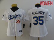 Wholesale Cheap Women Los Angeles Dodgers 35 Bellinger White Game 2021 Nike MLB Jersey
