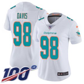 Wholesale Cheap Nike Dolphins #98 Raekwon Davis White Women\'s Stitched NFL 100th Season Vapor Untouchable Limited Jersey
