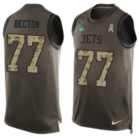 Wholesale Cheap Nike Jets #77 Mekhi Becton Green Men\'s Stitched NFL Limited Salute To Service Tank Top Jersey