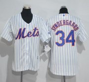 Wholesale Cheap Mets #34 Noah Syndergaard White(Blue Strip) Women's Home Stitched MLB Jersey