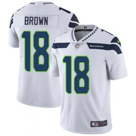 Wholesale Cheap Nike Seahawks #18 Jaron Brown White Men\'s Stitched NFL Vapor Untouchable Limited Jersey