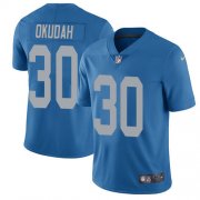 Wholesale Cheap Nike Lions #30 Jeff Okudah Blue Throwback Men's Stitched NFL Vapor Untouchable Limited Jersey