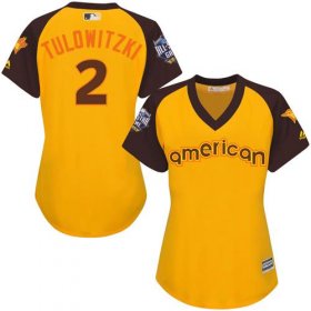 Wholesale Cheap Blue Jays #2 Troy Tulowitzki Gold 2016 All-Star American League Women\'s Stitched MLB Jersey