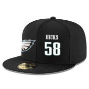 Wholesale Cheap Philadelphia Eagles #58 Jordan Hicks Snapback Cap NFL Player Black with White Number Stitched Hat