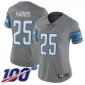 Wholesale Cheap Nike Lions #25 Will Harris Gray Women's Stitched NFL Limited Rush 100th Season Jersey