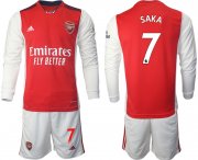 Wholesale Cheap Men 2021-2022 Club Arsenal home red Long Sleeve 7 Soccer Jersey