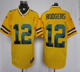 Wholesale Cheap Nike Packers #12 Aaron Rodgers Yellow Alternate Men\'s Stitched NFL Elite Jersey
