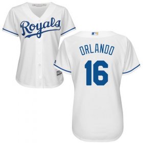 Wholesale Cheap Royals #16 Paulo Orlando White Home Women\'s Stitched MLB Jersey