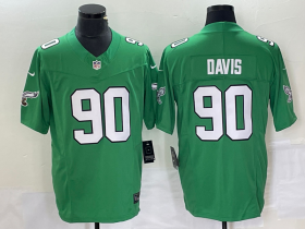 Wholesale Cheap Men\'s Philadelphia Eagles #90 Jordan Davis Green 2023 FUSE Vapor Limited Throwback Stitched Jersey