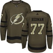 Wholesale Cheap Adidas Lightning #77 Victor Hedman Green Salute to Service Stitched NHL Jersey