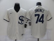 Wholesale Cheap Men's Chicago White Sox #74 Eloy Jimenez 2021 Cream Field of Dreams Name Cool Base Stitched Nike Jersey