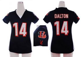 Wholesale Cheap Nike Bengals #14 Andy Dalton Black Team Color Draft Him Name & Number Top Women\'s Stitched NFL Elite Jersey