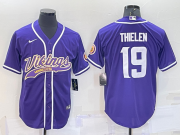 Wholesale Cheap Men's Minnesota Vikings #19 Adam Thielen Purple With Patch Cool Base Stitched Baseball Jersey