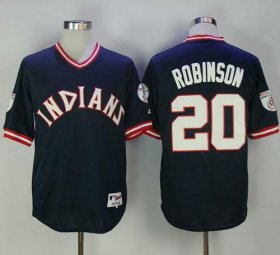 Wholesale Cheap Indians #20 Eddie Robinson Navy Blue 1976 Turn Back The Clock Stitched MLB Jersey