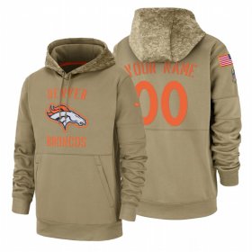 Wholesale Cheap Denver Broncos Custom Nike Tan 2019 Salute To Service Name & Number Sideline Therma Pullover Hoodie