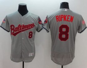 Wholesale Cheap Orioles #8 Cal Ripken Grey Fashion Stars & Stripes Flexbase Authentic Stitched MLB Jersey