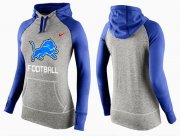 Wholesale Cheap Women's Nike Detroit Lions Performance Hoodie Grey & Blue_1